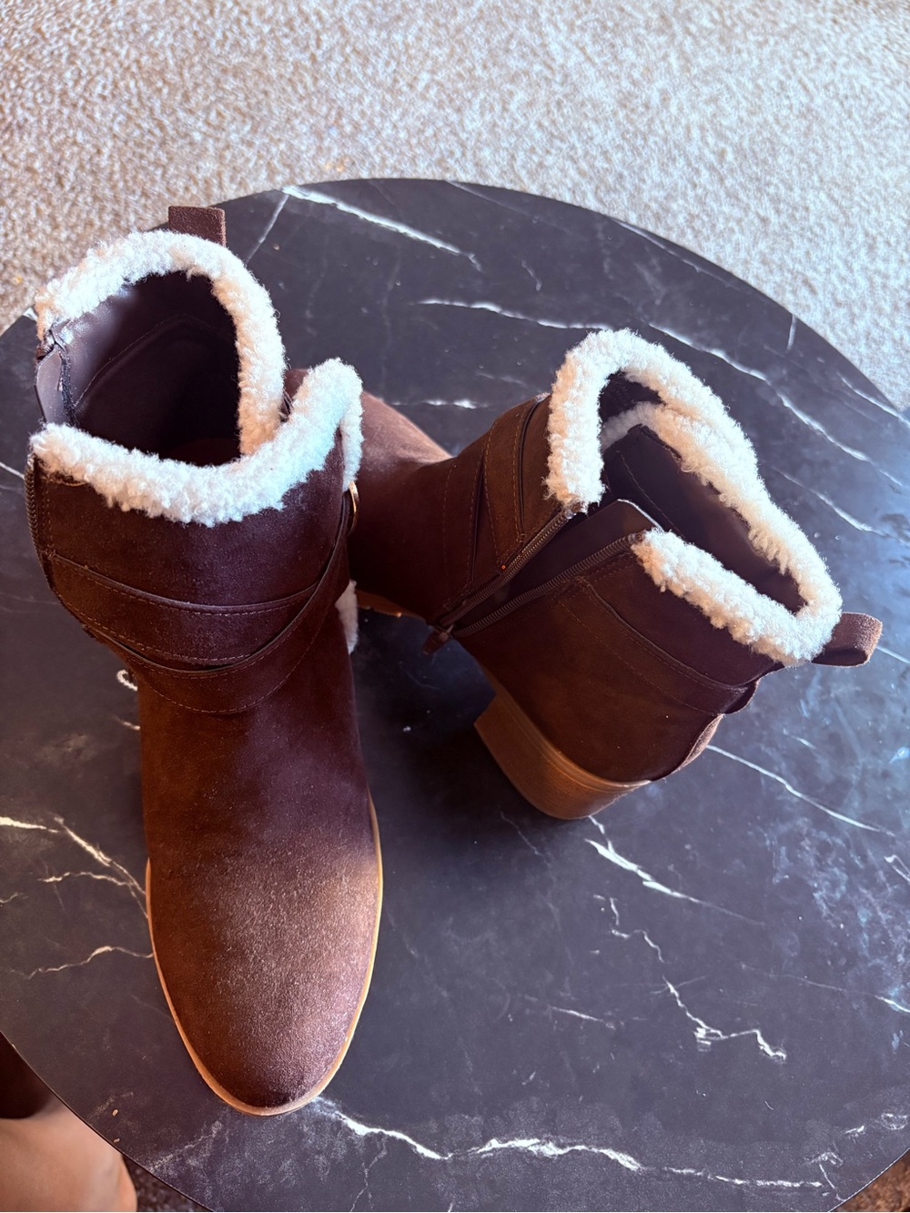 American Exchange Brown Faux-Shearling Ankle Boots